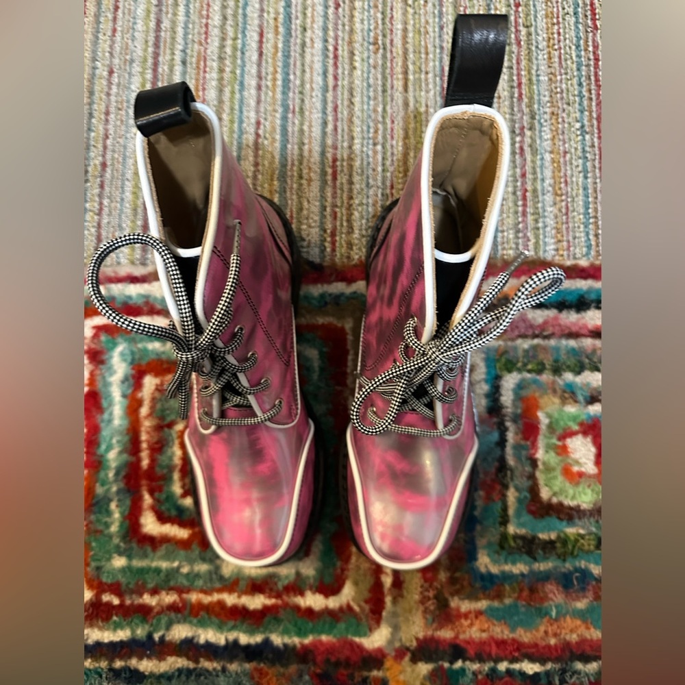Fluevog NEW IN BOX F-Shoe Hi Revna metallic pink/silver platform boot - 8/8.5 - Picture 11 of 16